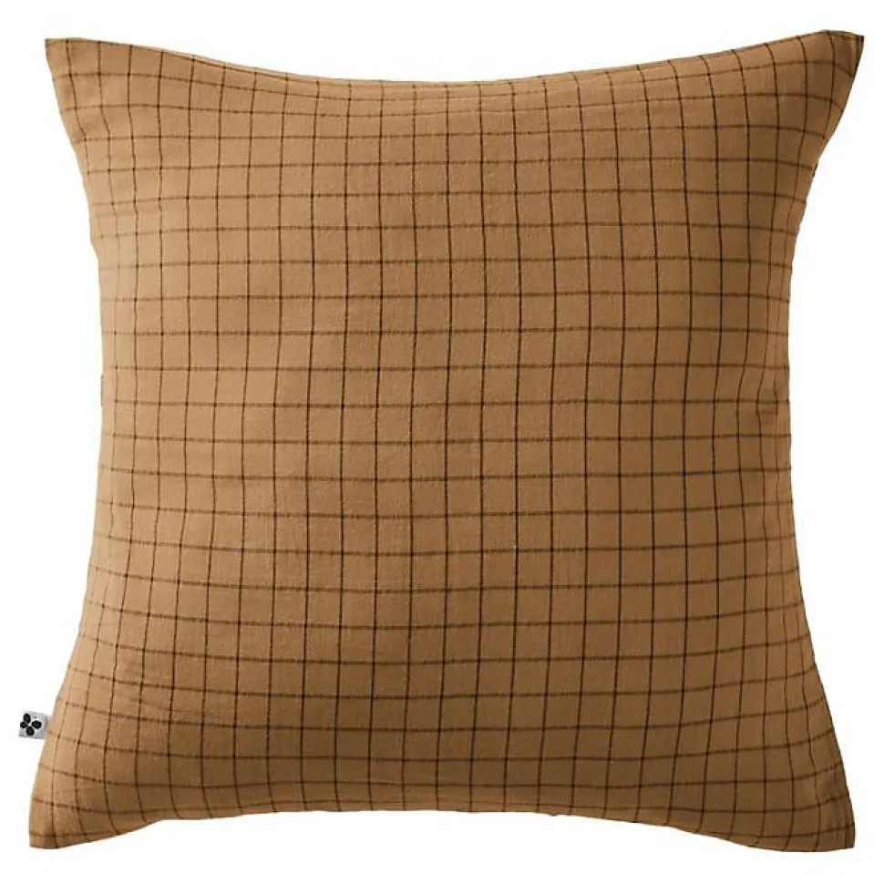 Taie d'oreiller Tissé-teint petits carreaux Déco "Gaïa Mix" 60 x 60 cm & 50 x 70 cm "Gaze de Coton" - Gaïa Mix Camel - 60 x 60 cm