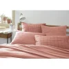 Taie d'oreiller Tissé-teint grands carreaux Déco "Gaïa Match" 60 x 60 cm & 50 x 70 cm "Gaze de Coton" - Gaïa Match Rose Pêche - 60