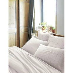 Taie d'oreiller Tissé-teint grands carreaux Déco "Gaïa Match" 60 x 60 cm & 50 x 70 cm "Gaze de Coton" - Gaïa Match Chantilly - 50