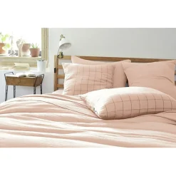 Taie d'oreiller Tissé-teint grands carreaux Déco "Gaïa Match" 60 x 60 cm & 50 x 70 cm "Gaze de Coton" - Gaïa Match Guimauve - 50 x