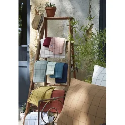 Taie d'oreiller Tissé-teint grands carreaux Déco "Gaïa Match" 60 x 60 cm & 50 x 70 cm "Gaze de Coton" - Gaïa Match Camel - 60 x 60