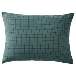 Taie d'oreiller Tissé-teint petits carreaux Déco "Gaïa Mix" 60 x 60 cm & 50 x 70 cm "Gaze de Coton" - Gaïa Mix Canard - 50 x 70 cm