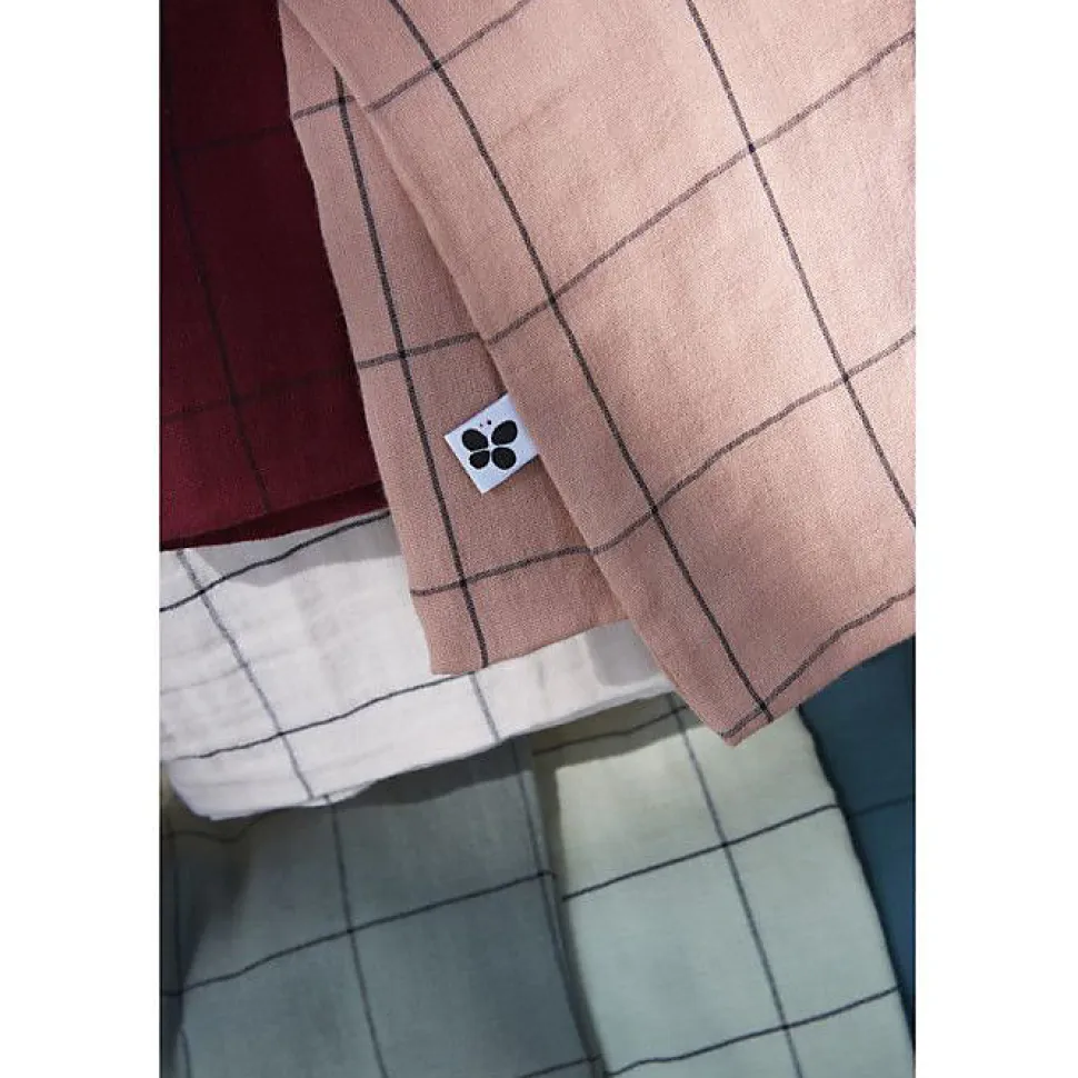 Taie d'oreiller Tissé-teint grands carreaux Déco "Gaïa Match" 60 x 60 cm & 50 x 70 cm "Gaze de Coton" - Gaïa Match Eucalyptus - 50