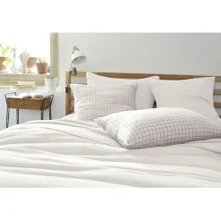 Taie d'oreiller Tissé-teint petits carreaux Déco "Gaïa Mix" 60 x 60 cm & 50 x 70 cm "Gaze de Coton" - Gaïa Mix Chantilly - 60 x 60