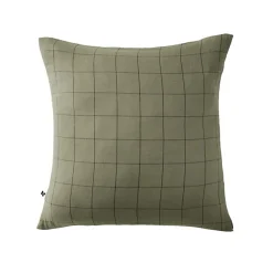 Taie d'oreiller Tissé-teint grands carreaux Déco "Gaïa Match" 60 x 60 cm & 50 x 70 cm "Gaze de Coton" - Gaïa Match Romarin - 60 x