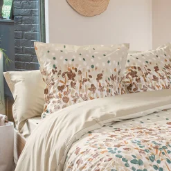 Taie d'oreiller uni 65x65 cm en coton ÉVASION pêche écru