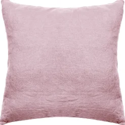 Taie d'oreiller uni 65X65 cm lin lavé froissé SONATE rose Rose