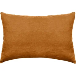 Taie d'oreiller uni 50x70 cm lin lavé froissé SONATE orange Terracotta