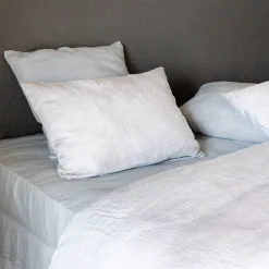 Taie d'oreiller uni 50x70 cm lin lavé froissé SONATE blanc Neige