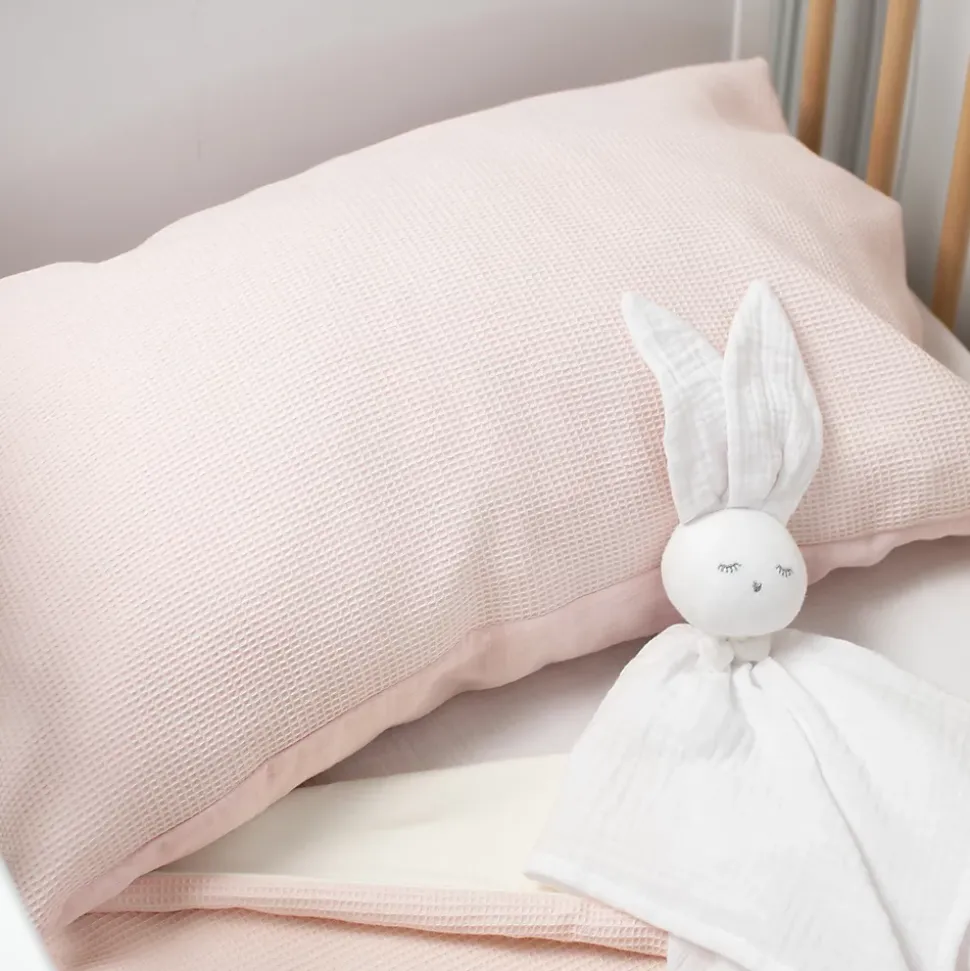 Taie d'oreiller unie en coton nid d'abeille