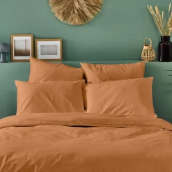 Taie d'oreiller unie 65x65cm PERCALE TERRACOTTA
