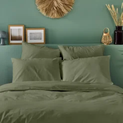 Taie d'oreiller unie 65x65cm PERCALE KAKI