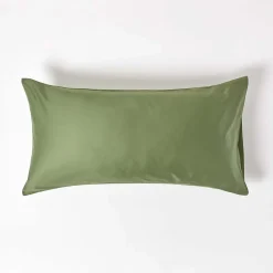 Taie d'oreiller vert mousse en coton égyptien bio 400 fils, 50x90 cm - HOMESCAPES