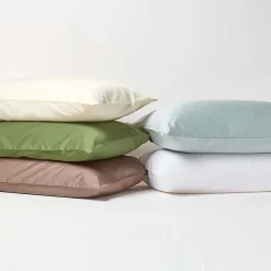 Taie d'oreiller vert mousse en coton égyptien bio 400 fils, 40x80 cm - HOMESCAPES