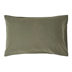 Taie d'oreiller vert mousse en lin lavé, 50x75 cm - HOMESCAPES