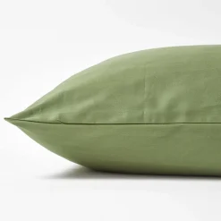 Taie d'oreiller vert mousse en coton égyptien bio 400 fils, 60x60 cm - HOMESCAPES