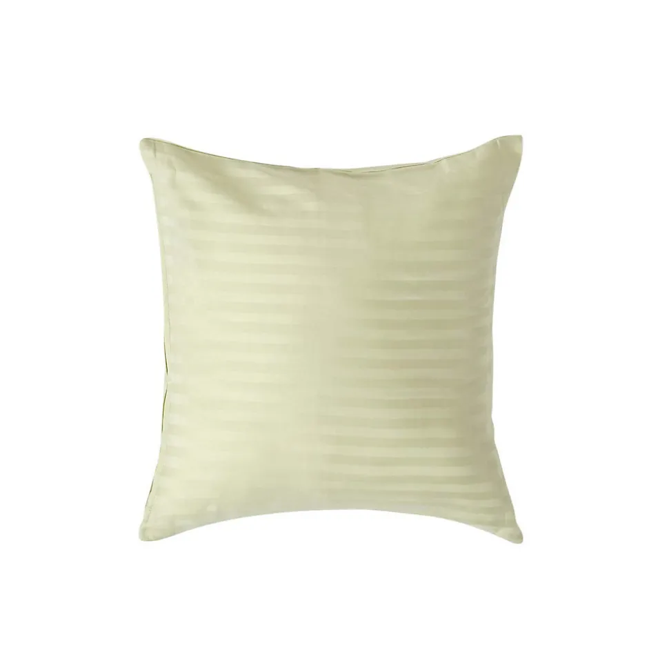 Taie d'oreiller vert sauge satin rayé en coton égyptien 330 fils, 40x40 cm - HOMESCAPES
