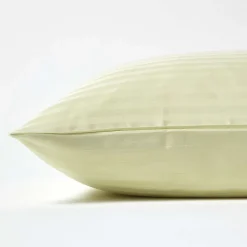 Taie d'oreiller vert sauge satin rayé en coton égyptien 330 fils, 40x80 cm - HOMESCAPES