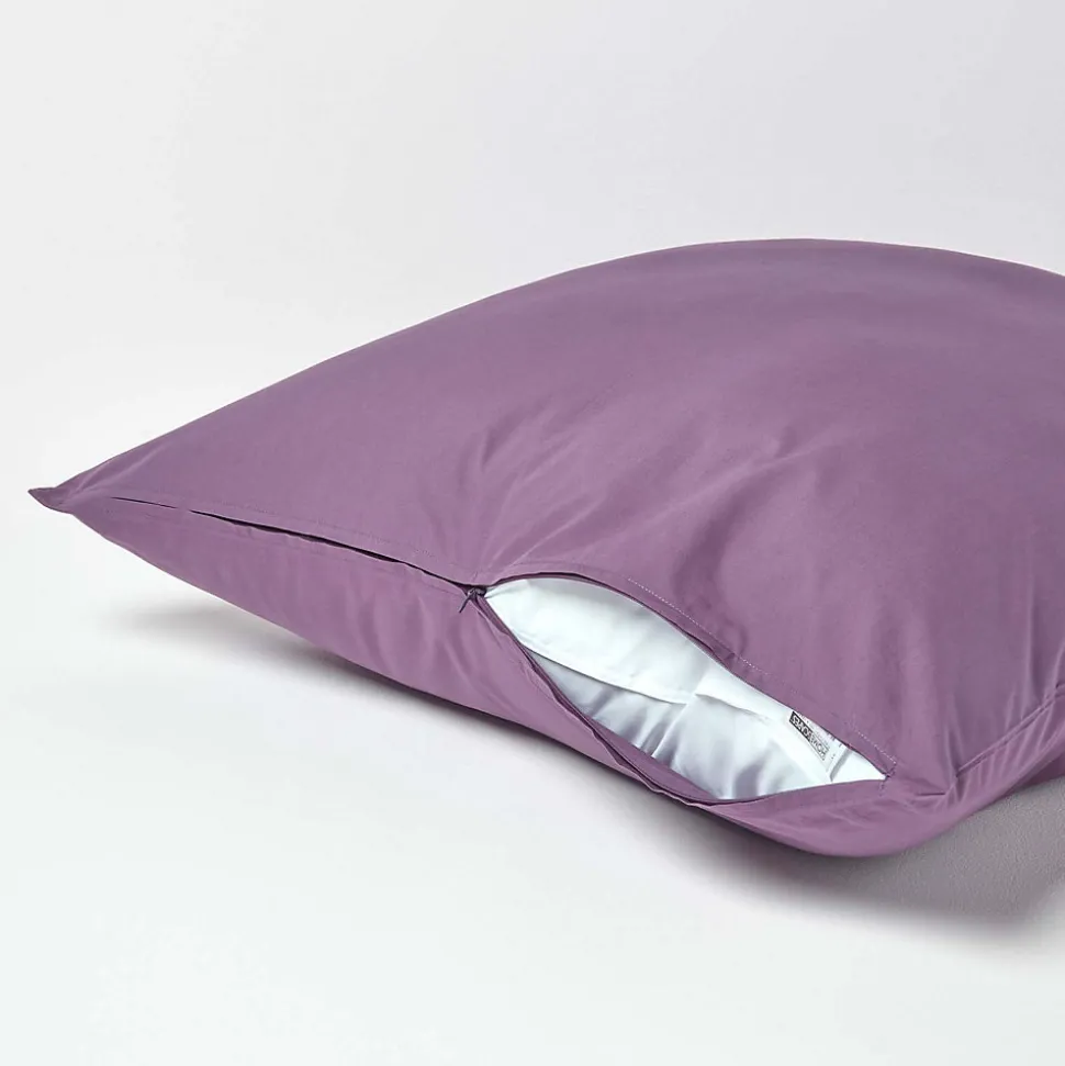 Taie d'oreiller violet 100% coton égyptien 200 fils, 60x60 cm - HOMESCAPES
