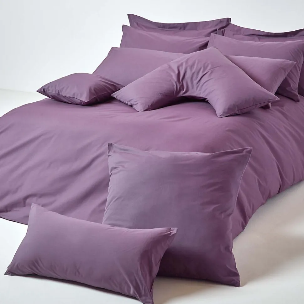 Taie d'oreiller violet 100% coton égyptien 200 fils, 60x60 cm - HOMESCAPES