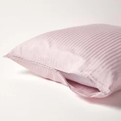 Taie d'oreiller violet satin rayé en coton égyptien 330 fils, 80x80 cm - HOMESCAPES