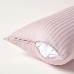 Taie d'oreiller violet satin rayé en coton égyptien 330 fils, 40x80 cm - HOMESCAPES