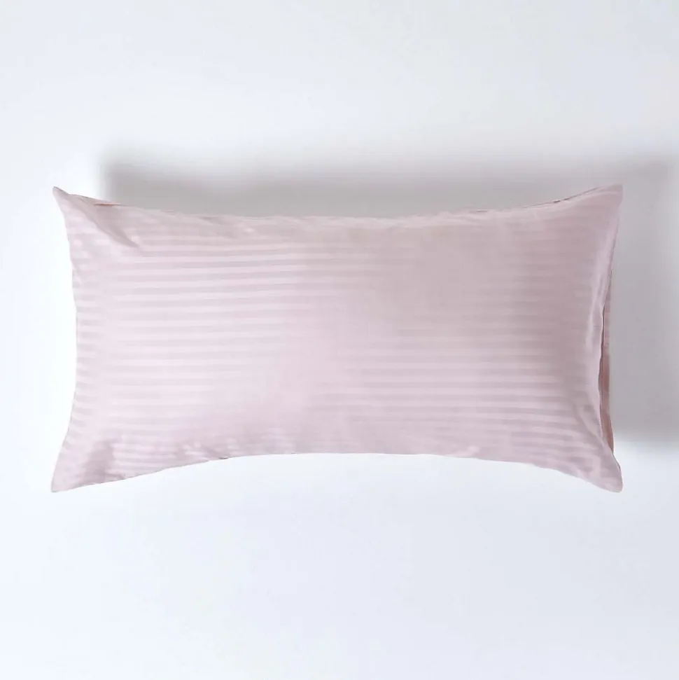 Taie d'oreiller violet satin rayé en coton égyptien 330 fils, 50x90 cm - HOMESCAPES