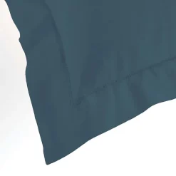 Taie d'oreiller volant plat 63 x 63 cm uni 57 fils lina +point bourdon Bleu nuit