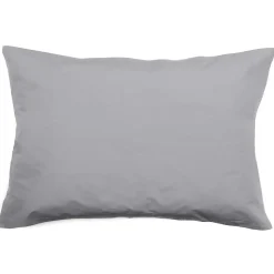 Taie d'oreiller volants plats 50x70 cm percale MANOIR gris Acier