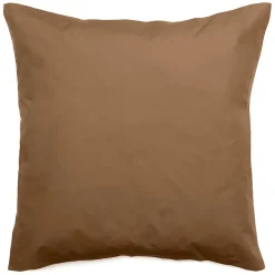 Taie d'oreiller volants plats 65x65 cm percale MANOIR marron Cognac