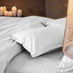 Taie d'oreiller volants plats 50x70 cm percale MANOIR gris Perle