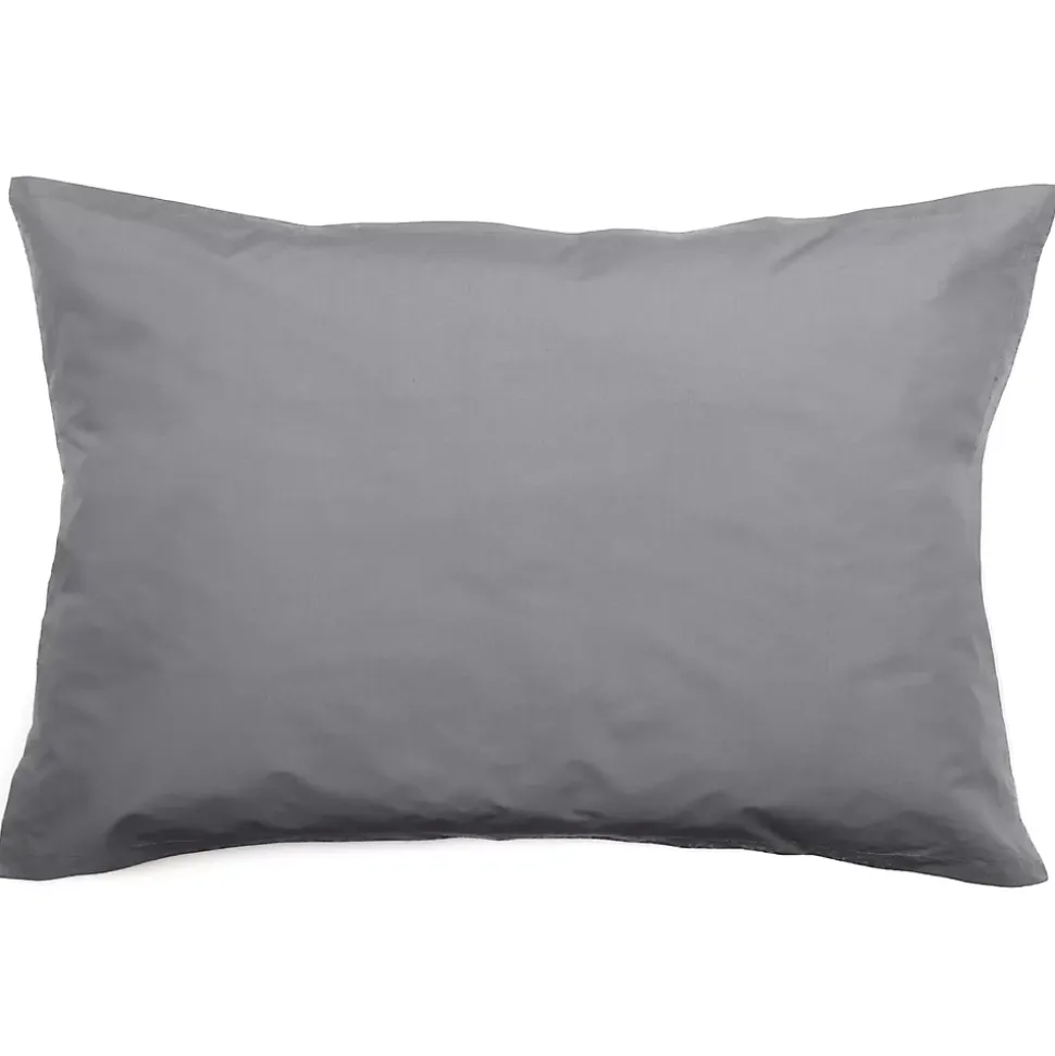 Taie d'oreiller volants plats 50x70 cm percale MANOIR gris Ardoise