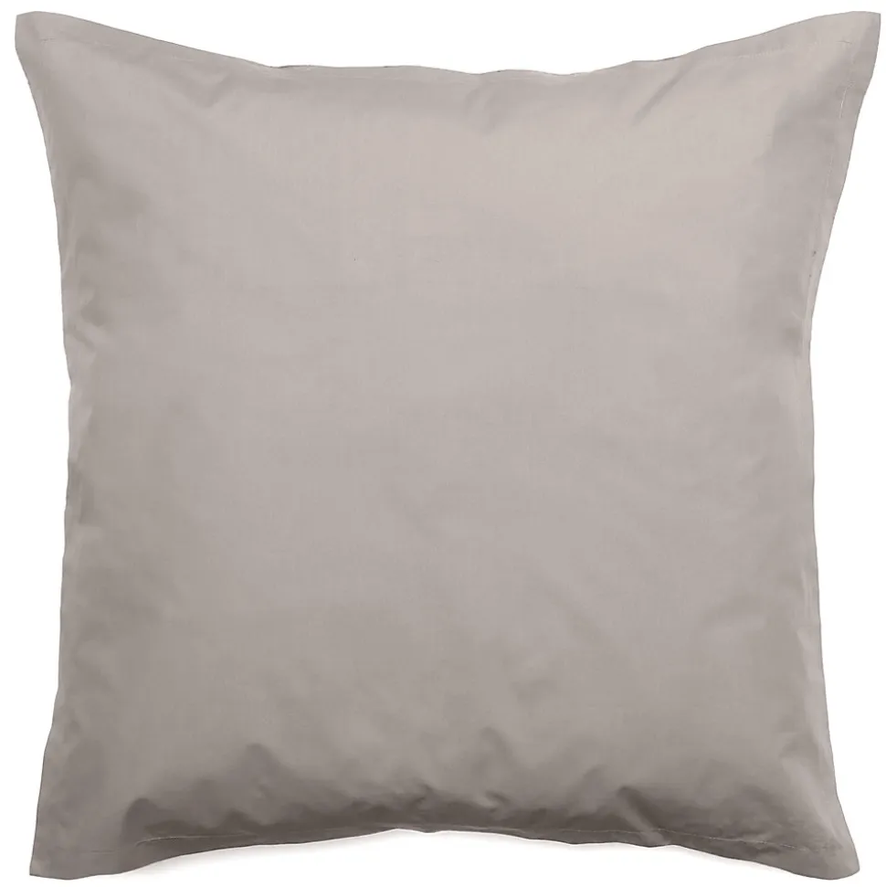 Taie d'oreiller volants plats 65x65 cm percale MANOIR gris Cendre