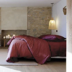 Taie d'oreiller volants plats 50x70 cm percale MANOIR rouge Carmin