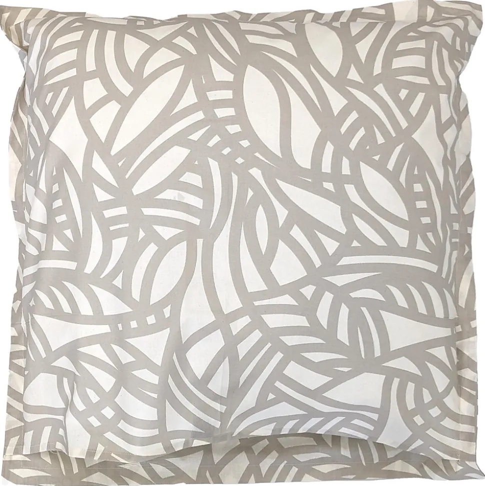 Taie d'oreiller 65x65 cm coton lavé SERENA géométrique Beige écru