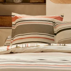 Taie d'oreiller 65x65 cm coton HUGO beige/corail