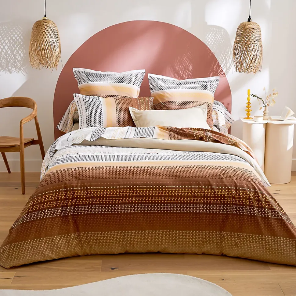 Taie d'oreiller 65x65 cm coton NIAGARA marron Châtaigne