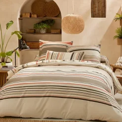 Taie d'oreiller 50x70 cm coton HUGO beige/corail