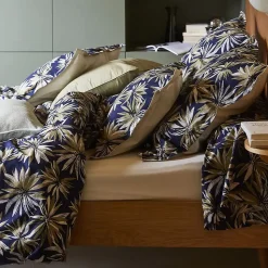 Taie d'oreiller 65x65 cm en 100% percale de coton EVERLY bleu encre