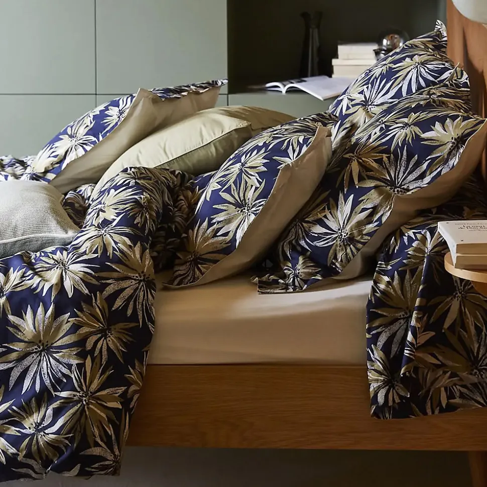 Taie d'oreiller 65x65 cm en 100% percale de coton EVERLY bleu encre