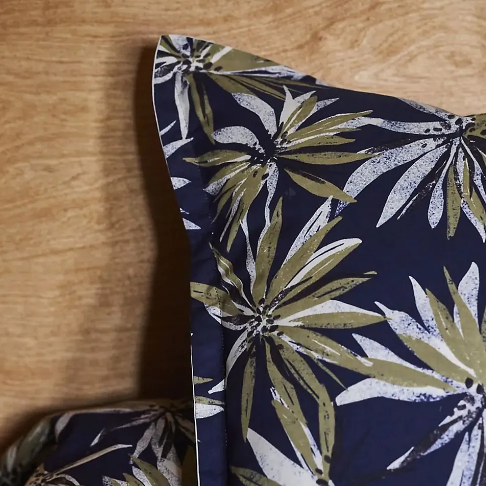 Taie d'oreiller 65x65 cm en 100% percale de coton EVERLY bleu encre