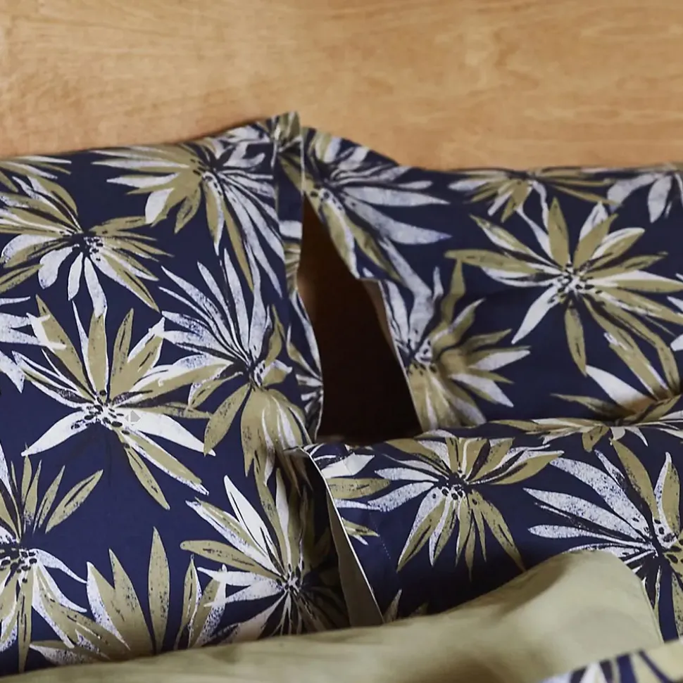 Taie d'oreiller 65x65 cm en 100% percale de coton EVERLY bleu encre