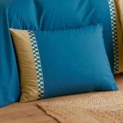 Taie d'oreiller 50x70 cm en percale de coton LINOA bleu cobalt