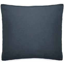 Taie d'oreiller 65x65 cm mousseline de coton MILOS noir granit