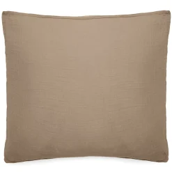 Taie d'oreiller 65x65 cm mousseline de coton MILOS marron camel