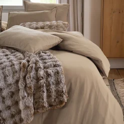 Taie d'oreiller 50x70 cm mousseline de coton MILOS marron camel