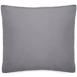 Taie d'oreiller 65x65 cm mousseline de coton MILOS gris cendre