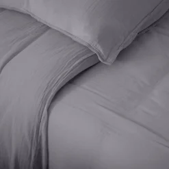 Taie d'oreiller 65x65 cm mousseline de coton MILOS gris cendre