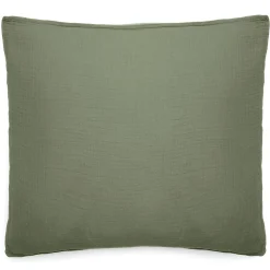 Taie d'oreiller 65x65 cm mousseline de coton MILOS vert mousse