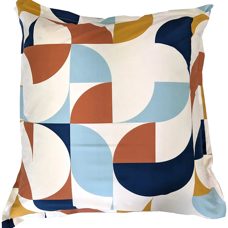 Taie d'oreiller 65x65 cm percale de coton MODULO bleu cobalt